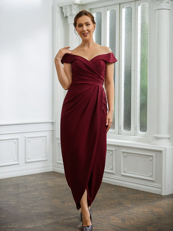 Dania Sheath/Column Stretch Crepe Ruched Off-the-Shoulder Sleeveless Floor-Length Mother of the Bride Dresses DFP0020245