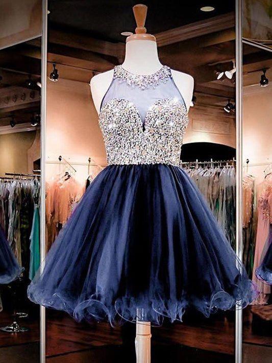 2024 Ball Gown Scoop Neck Homecoming Dresses Thalia Sleeveless Beading Organza Cut Short/Mini