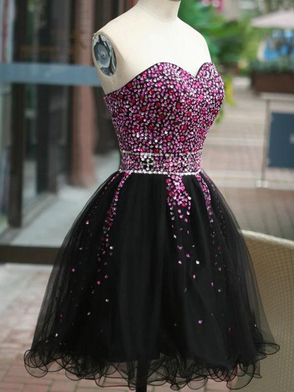 2024 Ball Gown Sweetheart Sleeveless Beading Organza Cut Sahna Homecoming Dresses Short/Mini