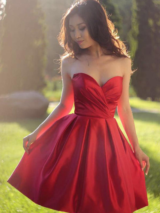 Oriental Kamari Homecoming Dresses Style Red Sweetheart Sleeveless Pleated A-Line Short Mini