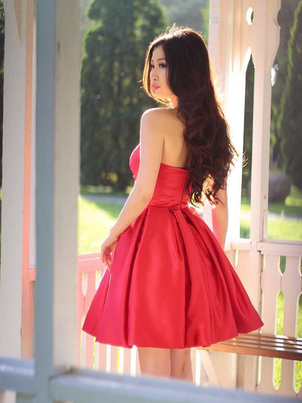 Oriental Kamari Homecoming Dresses Style Red Sweetheart Sleeveless Pleated A-Line Short Mini