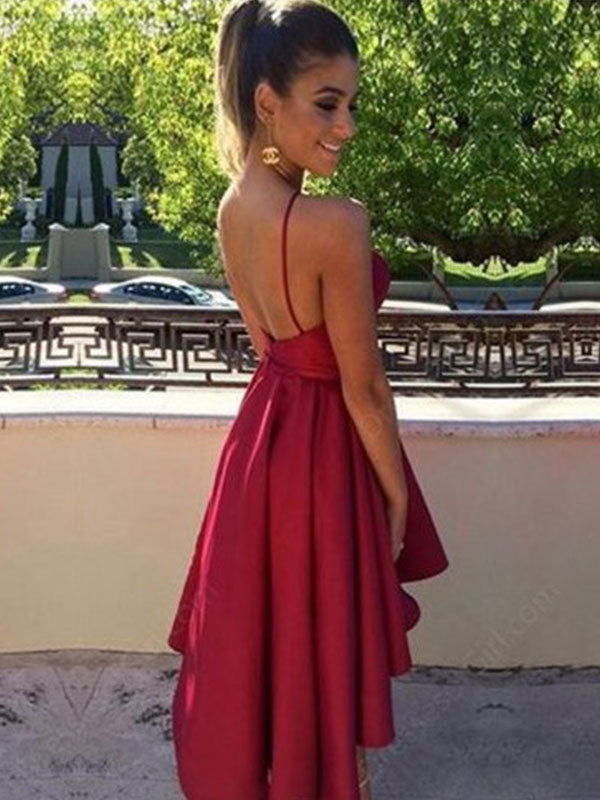 High Low Pleated Halter Homecoming Dresses Trinity Sleeveless Cut Out Short Backless