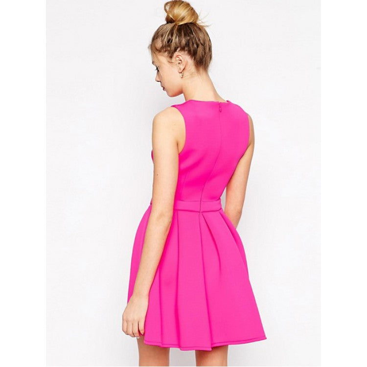 Homecoming Dresses A Line Paityn Satin Cut Out Jewel Sleeveless Fuchsia Pleated Simple Short