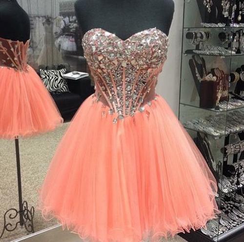 Strapless Sweetheart Organza Rhinestone Backless Homecoming Dresses Gabriella A Line Sexy Short