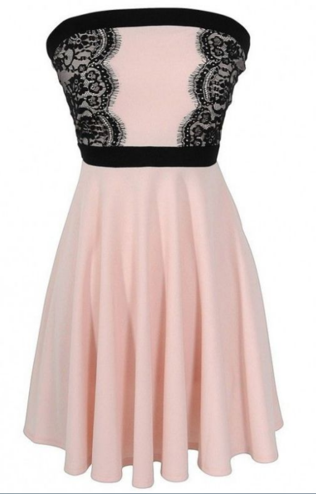 Strapless Pleated Dusty Rose Flowers Knee Satin Lace Homecoming Dresses A Line Alison Length