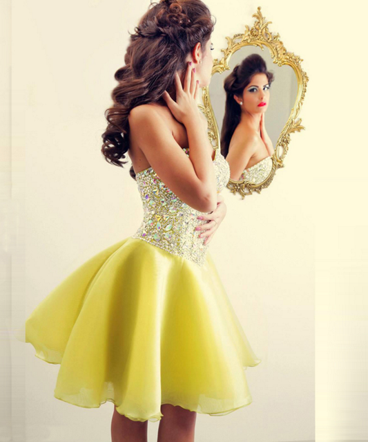 Rhinestone Sweetheart Strapless Pleated Alanna Chiffon Homecoming Dresses A Line Short Backless