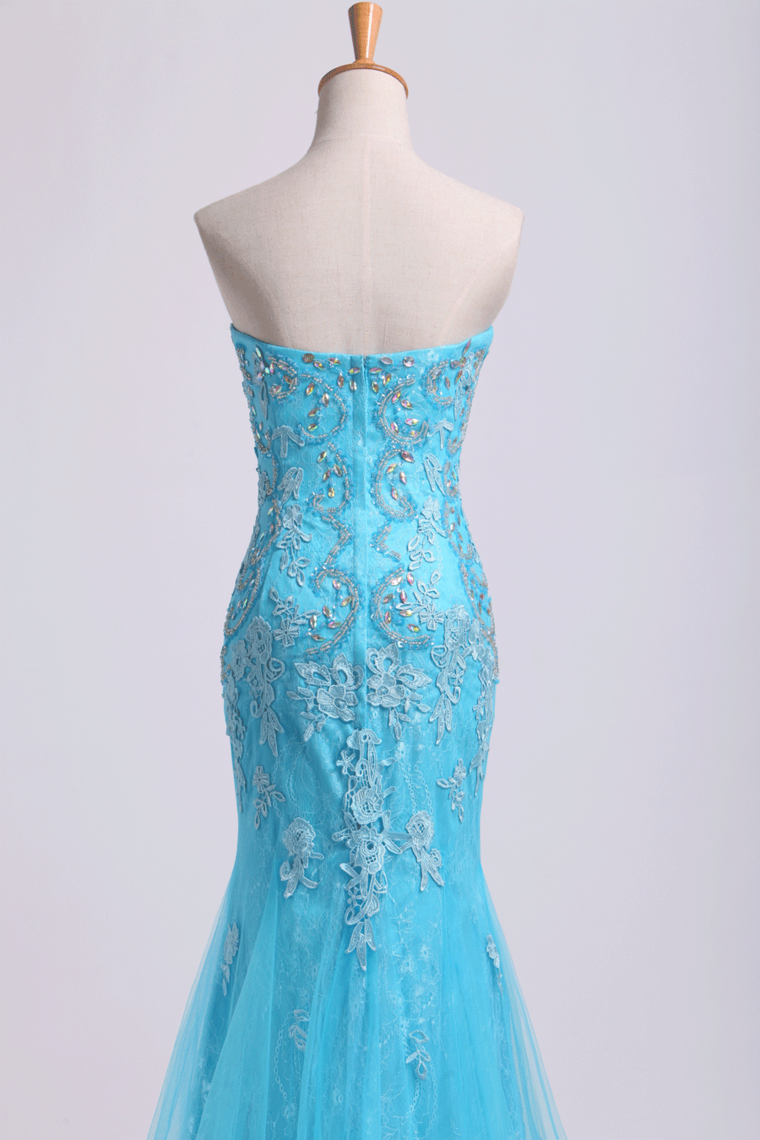 Prom Dresses Strapless Mermaid With Beading&Applique