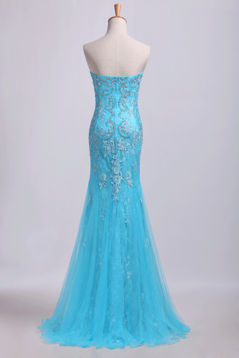 Prom Dresses Strapless Mermaid With Beading&Applique