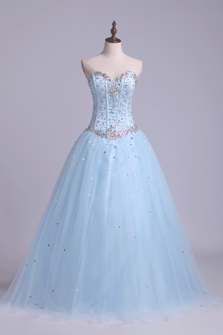 2024 Sweetheart Beaded Bodice Quinceanera Dresse Tulle Floor Length