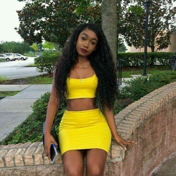 Two Piece Short Ayana Homecoming Dresses Yellow CD11314