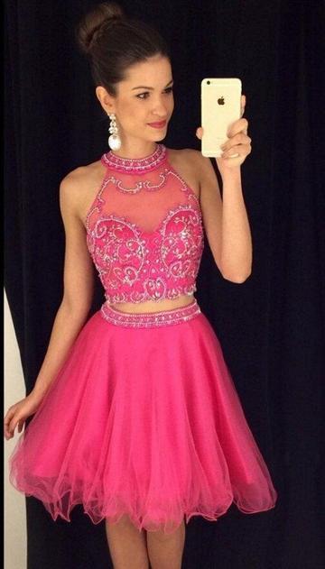 Two Piece Sparkly Short Homecoming Dresses Casey CD22880