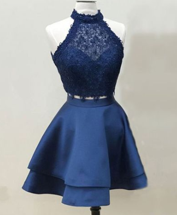 Lilliana Homecoming Dresses Two Piece Navy Blue CD2608