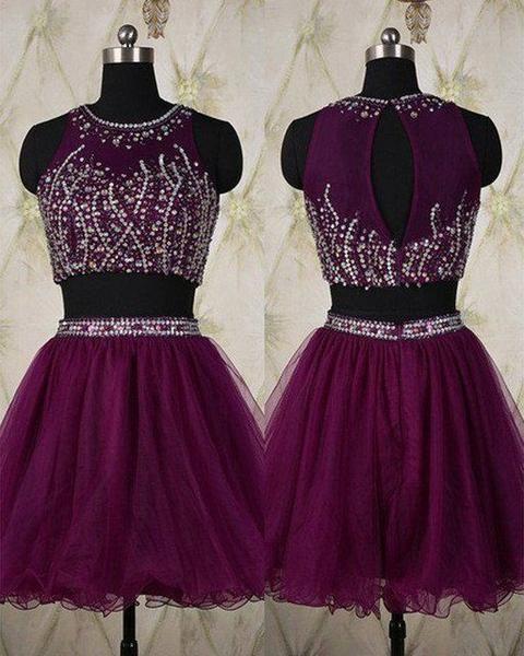 Homecoming Dresses Natalie Two Piece Beading With Open Back CD4746