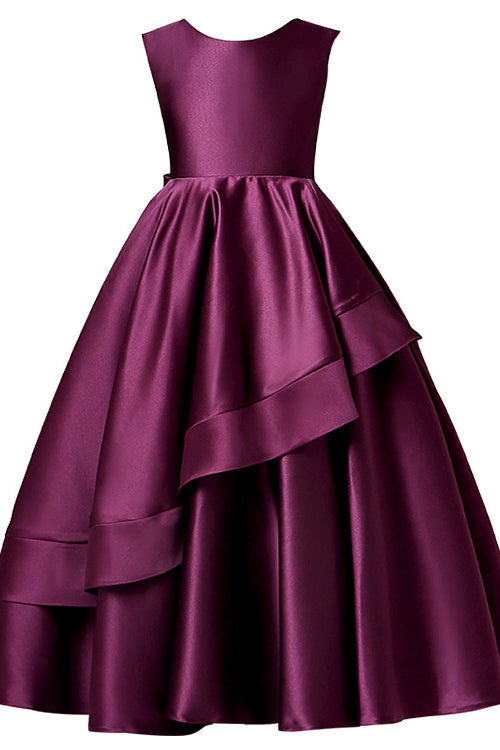 Burgundy Stain Sleeveless Ruffles Princess Gown Flower Girl Dresses