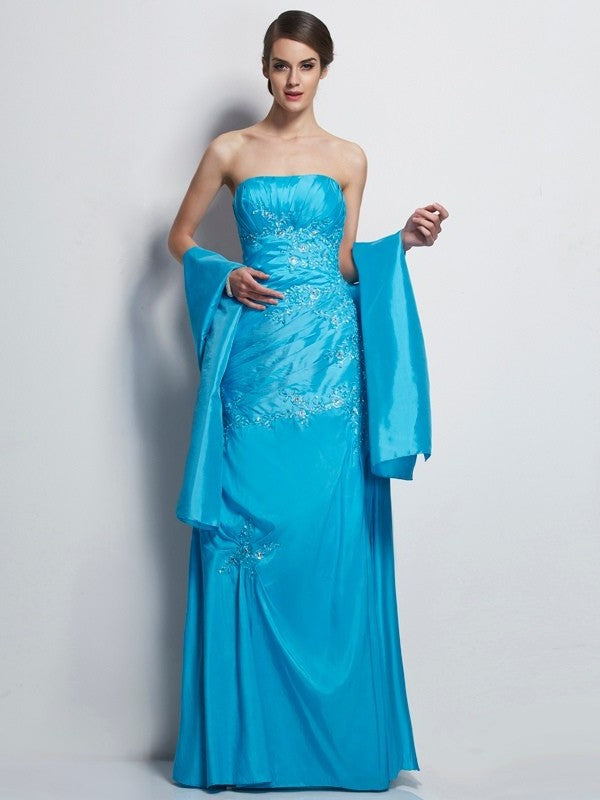 A-Line/Princess Sweetheart Sleeveless Applique Long Taffeta Mother of the Bride Dresses DFP0007451