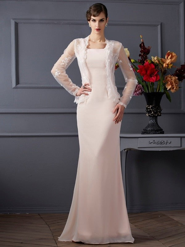 Sheath/Column Square Sleeveless Long Chiffon Mother of the Bride Dresses DFP0007276