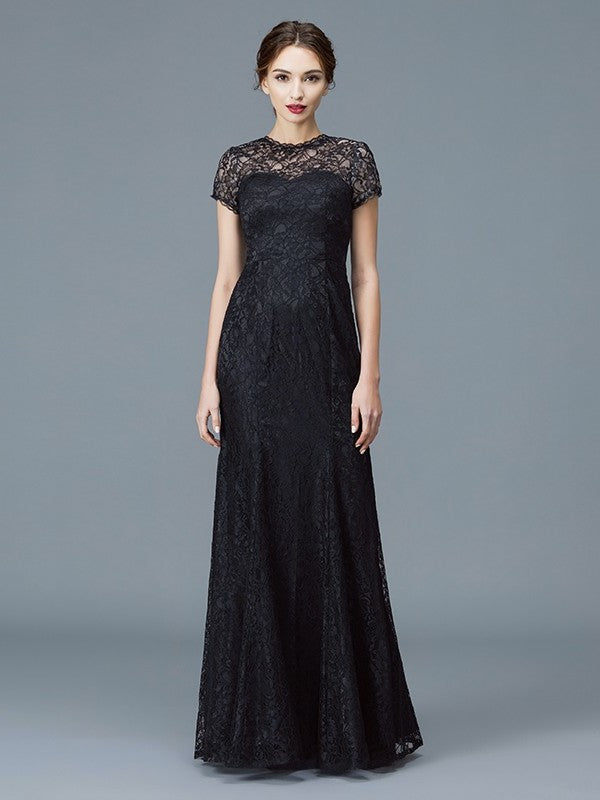 Trumpet/Mermaid Scoop Short Sleeves Lace Floor-Length Mother of the Bride Dresses DFP0007311