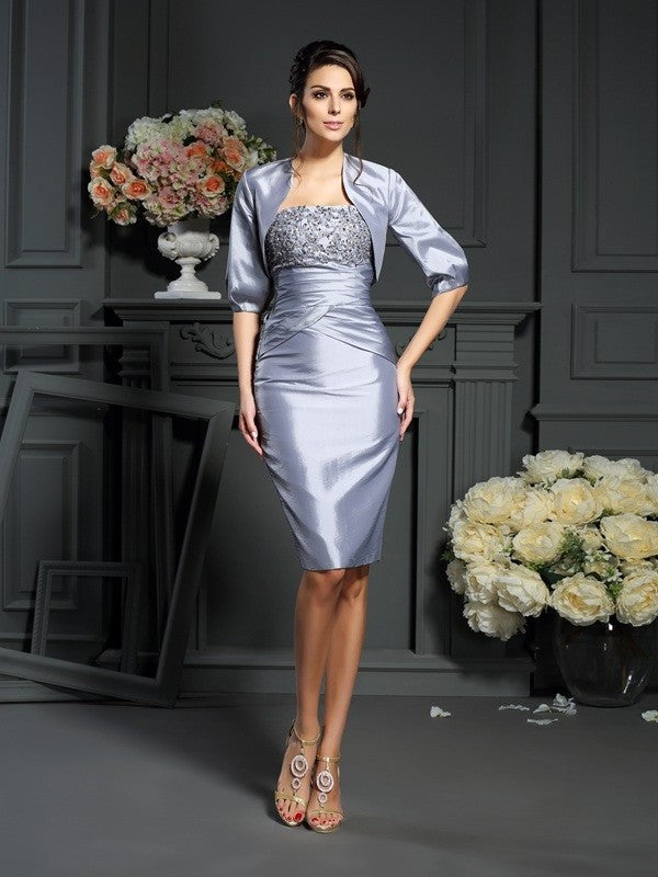 Sheath/Column Sweetheart Sleeveless Short Taffeta Mother of the Bride Dresses DFP0007344