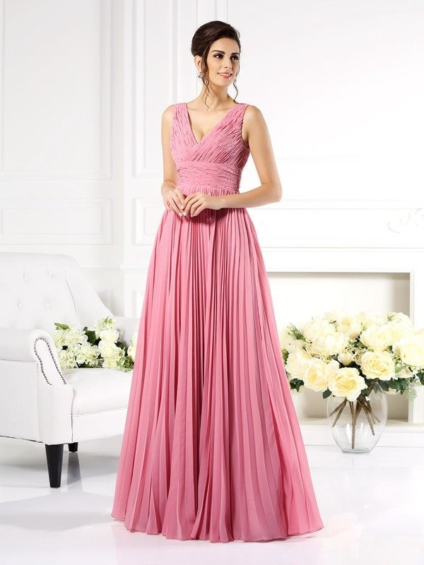 A-Line/Princess Sweetheart Pleats Sleeveless Long Chiffon Mother of the Bride Dresses DFP0007172