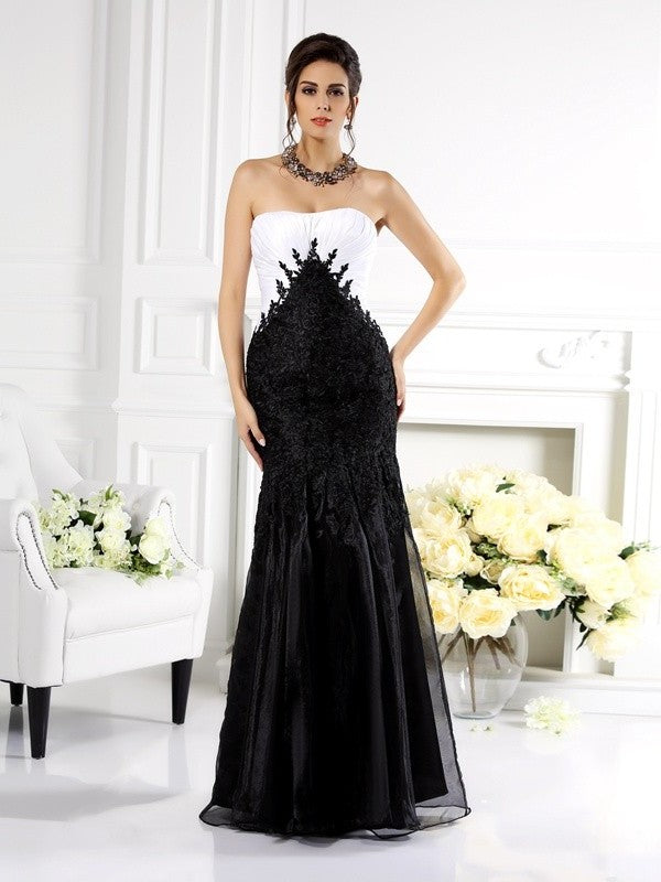 Trumpet/Mermaid Strapless Applique Sleeveless Long Tulle Mother of the Bride Dresses DFP0007161