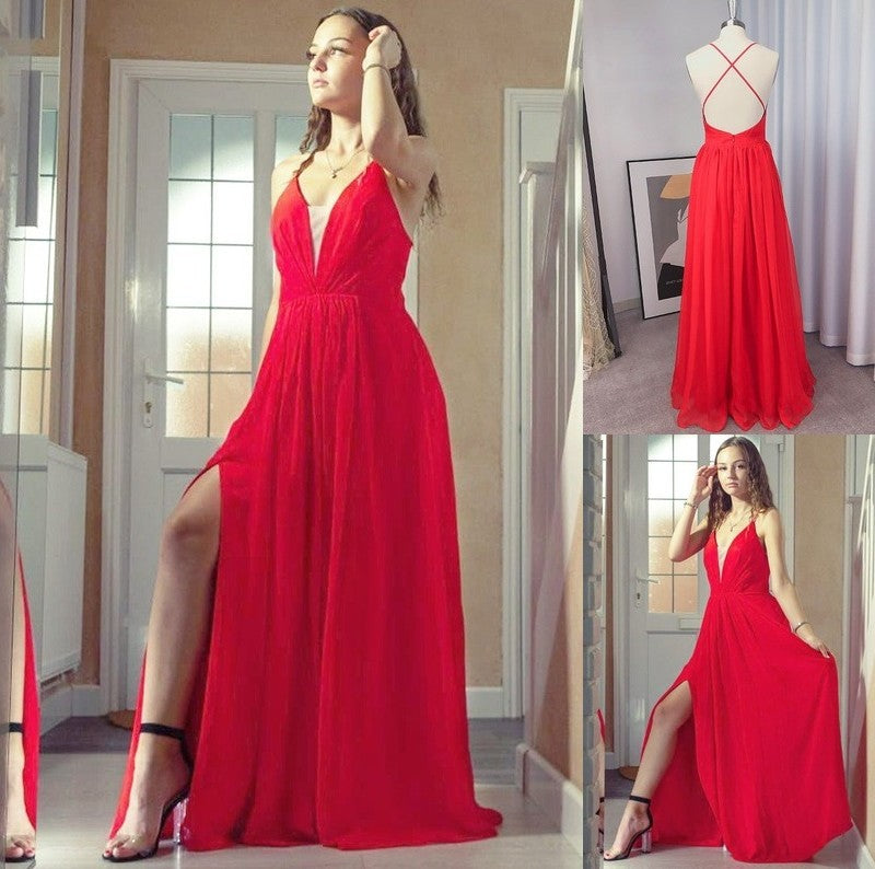 A-Line/Princess V-neck Sleeveless Floor-Length Ruffles Chiffon Dresses DFP0004813