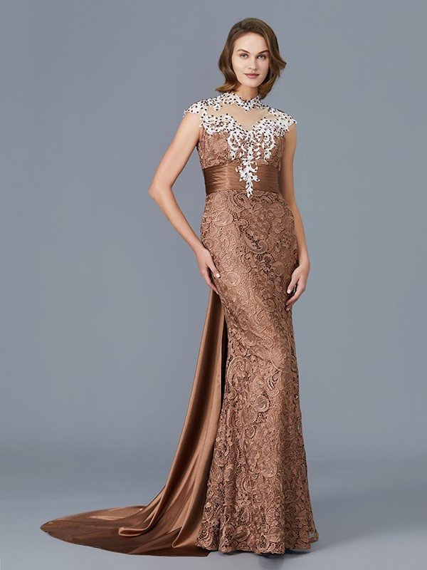 Trumpet/Mermaid Scoop Sleeveless Beading Lace Floor-Length Mother of the Bride Dresses DFP0007333