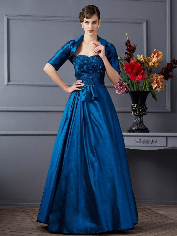 A-Line/Princess Sweetheart Sleeveless Applique Long Taffeta Mother of the Bride Dresses DFP0007448