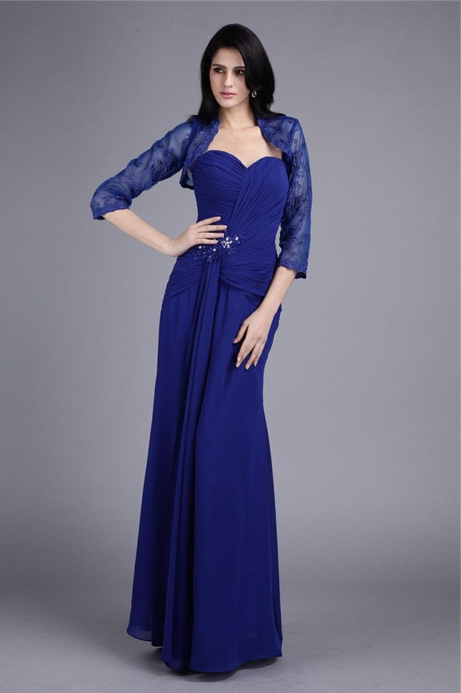 Sheath/Column Sweetheart Beading Applique Chiffon Mother of the Bride Dresses DFP0007450