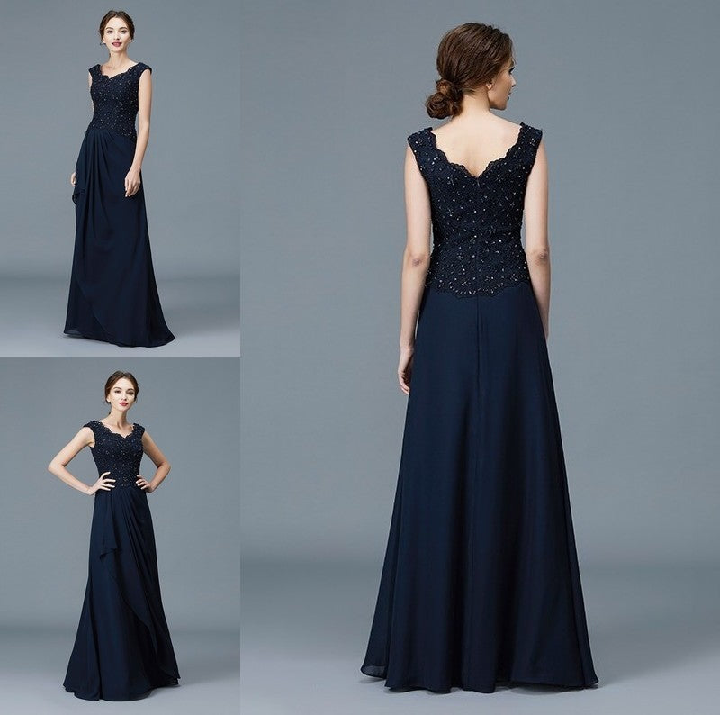 A-Line/Princess V-neck Ruffles Floor-Length Chiffon Sleeveless Mother of the Bride Dresses DFP0007258