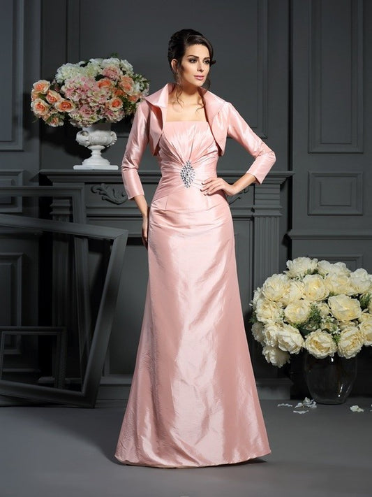 A-Line/Princess Strapless Pleats Sleeveless Long Taffeta Mother of the Bride Dresses DFP0007370