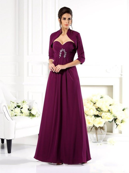 A-Line/Princess Sweetheart Beading Sleeveless Long Chiffon Mother of the Bride Dresses DFP0007374