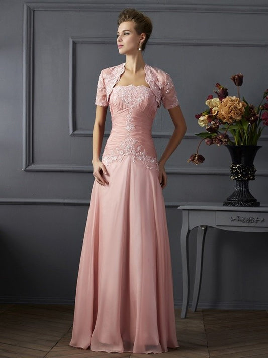 A-Line/Princess Sweetheart Sleeveless Applique Long Chiffon Mother of the Bride Dresses DFP0007226