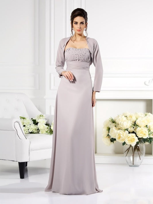 A-Line/Princess Strapless Beading Sleeveless Long Chiffon Mother of the Bride Dresses DFP0007376