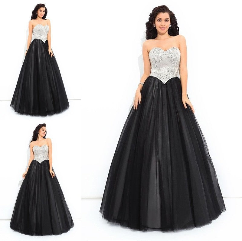 Ball Gown Sweetheart Paillette Sleeveless Long Net Quinceanera Dresses DFP0002917