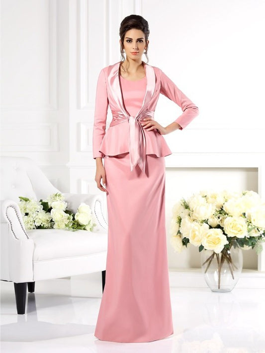 Sheath/Column Square Sleeveless Long Elastic Woven Satin Mother of the Bride Dresses DFP0007357