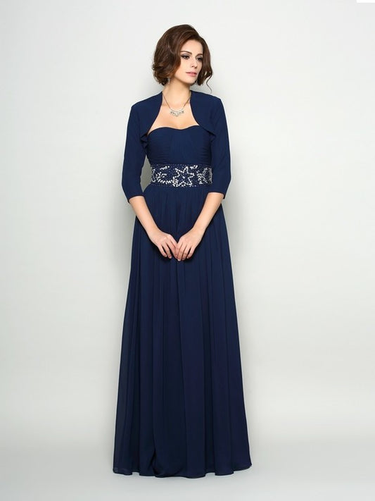 A-Line/Princess Sweetheart Beading Sleeveless Long Chiffon Mother of the Bride Dresses DFP0007425