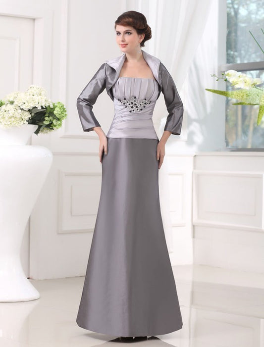 Beading Strapless Sleeveless Taffeta Long Applique Mother of the Bride Dresses DFP0007440