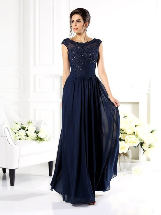 A-Line/Princess Scoop Beading Sleeveless Long Chiffon Mother of the Bride Dresses DFP0007082