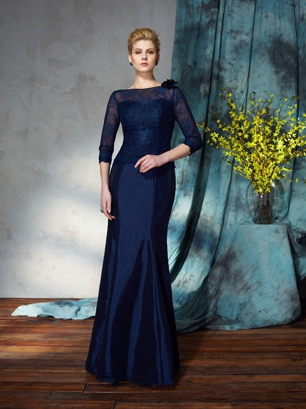 Trumpet/Mermaid Bateau Applique 1/2 Sleeves Long Taffeta Mother of the Bride Dresses DFP0007307