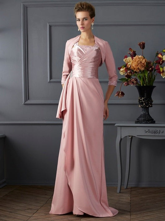 Sheath/Column Straps Sleeveless Long Elastic Woven Satin Mother of the Bride Dresses DFP0007364