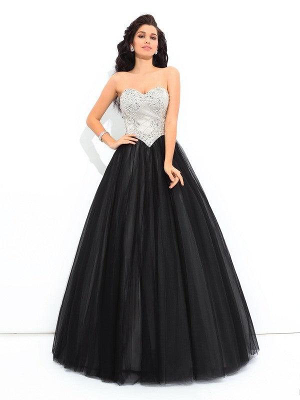 Ball Gown Sweetheart Paillette Sleeveless Long Net Quinceanera Dresses DFP0002917