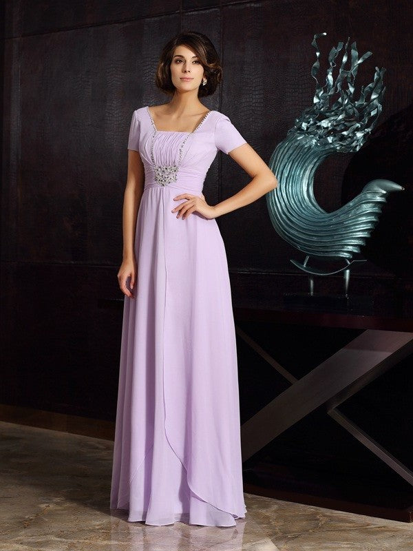 A-Line/Princess Square Beading Sleeveless Long Chiffon Mother of the Bride Dresses DFP0007182