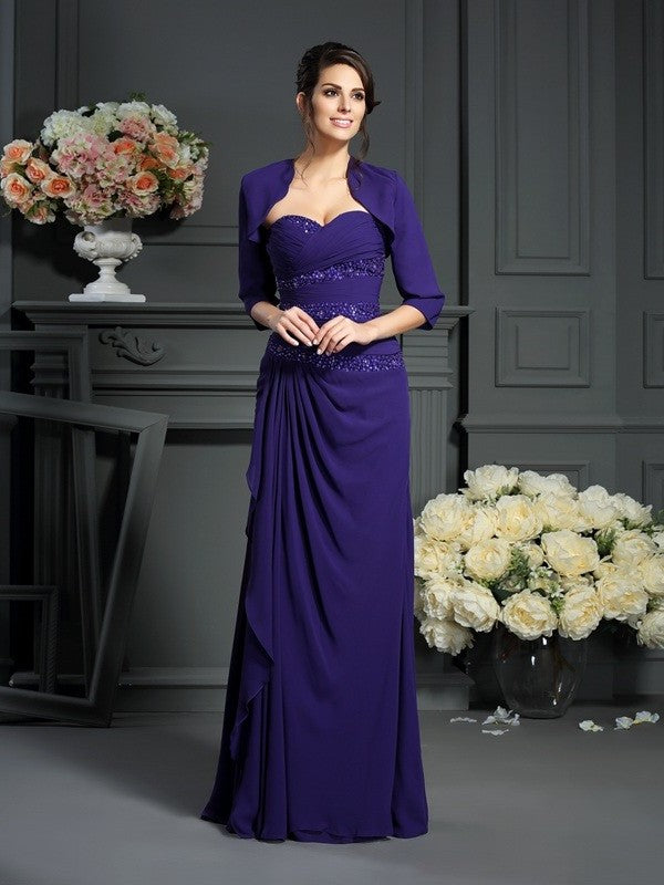 A-Line/Princess Sweetheart Beading Sleeveless Long Chiffon Mother of the Bride Dresses DFP0007412