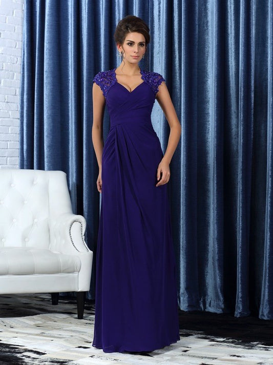 Trumpet/Mermaid V-neck Sleeveless Long Chiffon Mother of the Bride Dresses DFP0007221