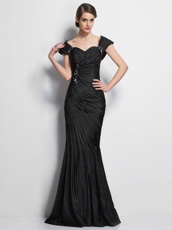 Trumpet/Mermaid Sweetheart Short Sleeves Beading Long Taffeta Mother of the Bride Dresses DFP0007277