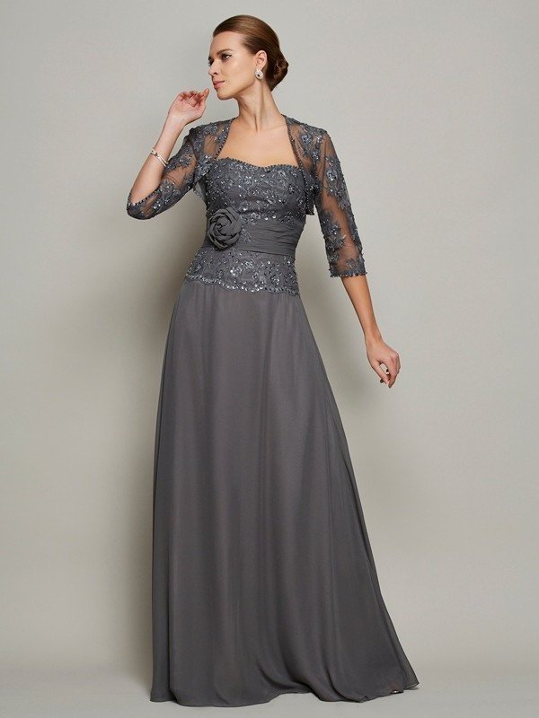 A-Line/Princess Sleeveless Applique Sweetheart Long Chiffon Mother of the Bride Dresses DFP0007225