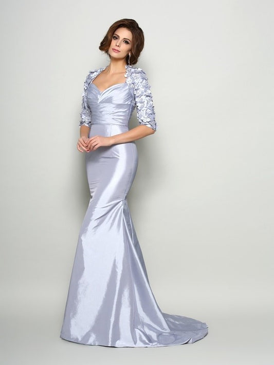 Trumpet/Mermaid Sweetheart Applique 1/2 Sleeves Long Taffeta Mother of the Bride Dresses DFP0007042