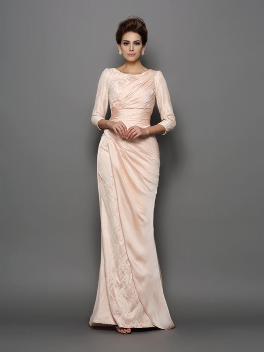 Trumpet/Mermaid Bateau Lace 3/4 Sleeves Long Chiffon Mother of the Bride Dresses DFP0007124