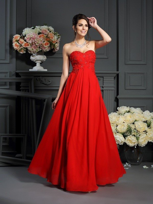 A-Line/Princess Sweetheart Beading Sleeveless Long Chiffon Mother of the Bride Dresses DFP0007359