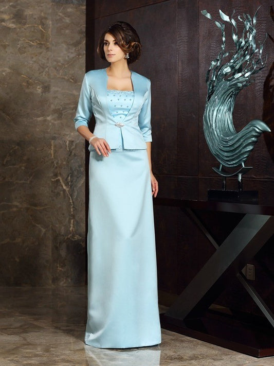 Sheath/Column Strapless Sleeveless Long Satin Mother of the Bride Dresses DFP0007363